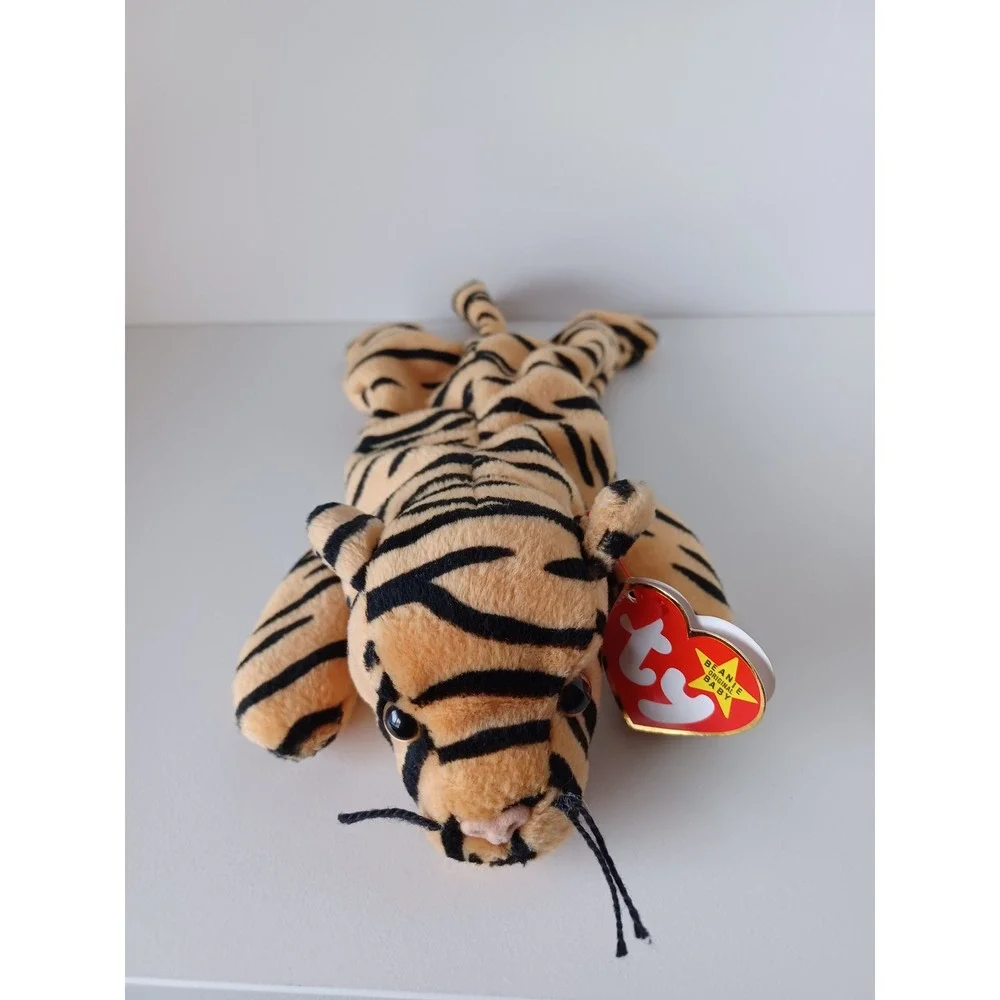 Vintage 90s Stripes Tiger Ty Beanie Baby Plush Stuffed Animal Collectible Toy